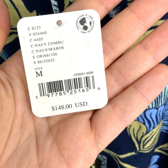 Free People Bali Albright Floral Cotton Jumpsuit Navy Size Medium NWT $148 MSRP - Picture 3 of 7